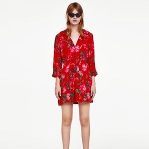 Red Floral Print Mini Dress
